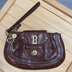 Y2K Juicy Couture Brown Leather Wristlet